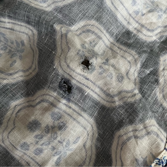 Agua Bendita Pomelo Riviera Dress 100% Linen Blue Floral Dress 6034 Womens M - Picture 6 of 7